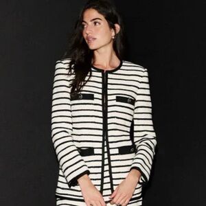 NWOT Veronica Beard Foster Black and White Striped Blazer